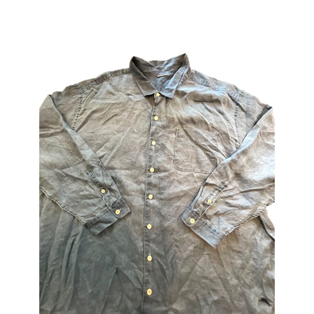 Tommy Bahama Relax 100% Linen 4XB Denim‎ Blue Long Sleeve Shirt